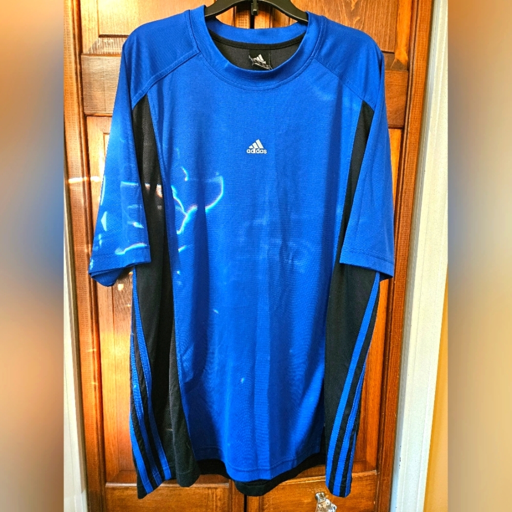 Adidas Blue and Black Athletic Tee